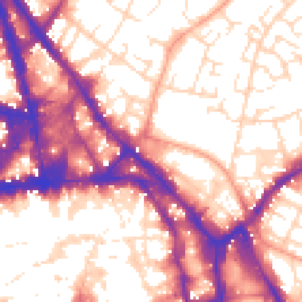 Daytime road noise heatmap for NG1 1DY