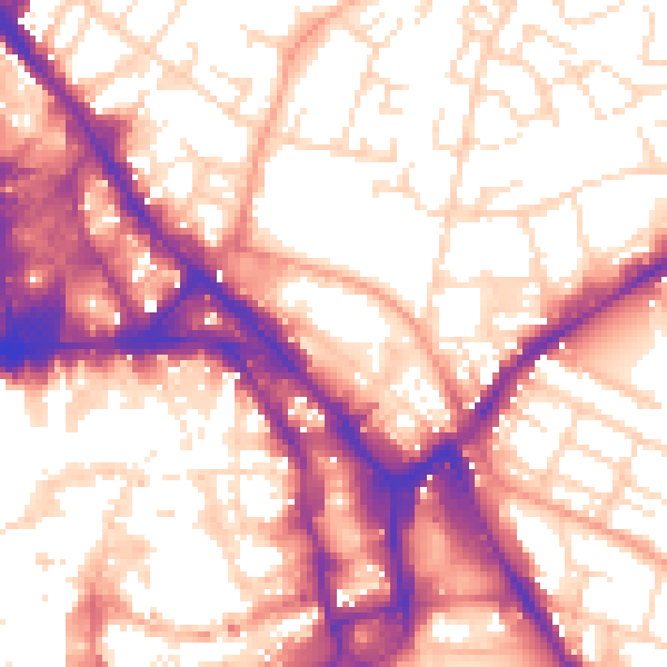 Daytime road noise heatmap for NG1 1EA