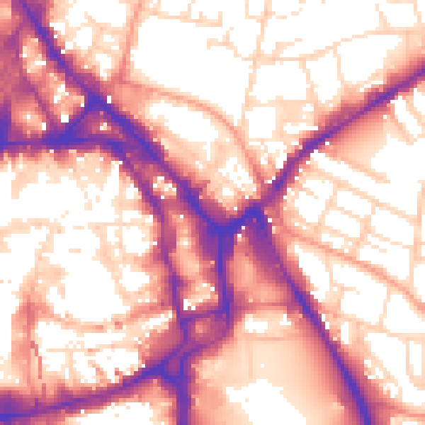 Daytime road noise heatmap for NG1 1ED