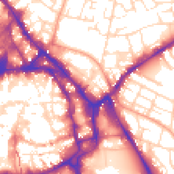 Daytime road noise heatmap for NG1 1EE