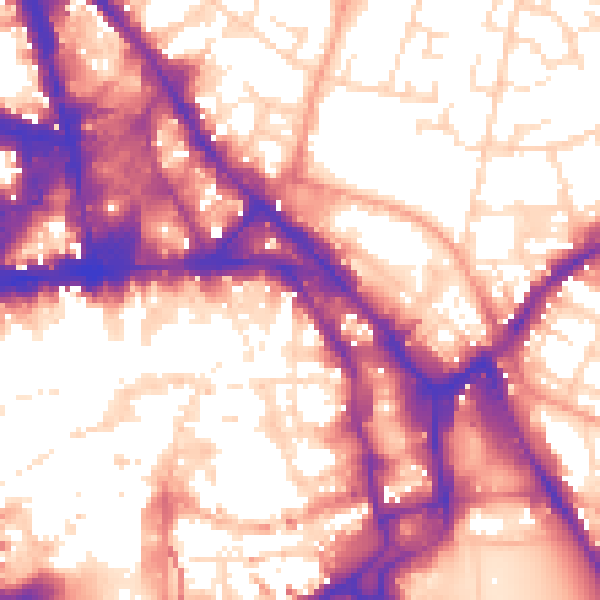 Daytime road noise heatmap for NG1 1EJ