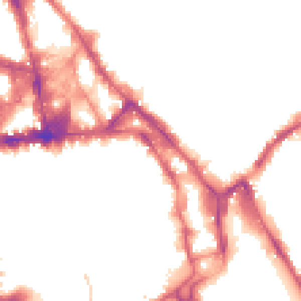 Night-time road noise heatmap for NG1 1EJ