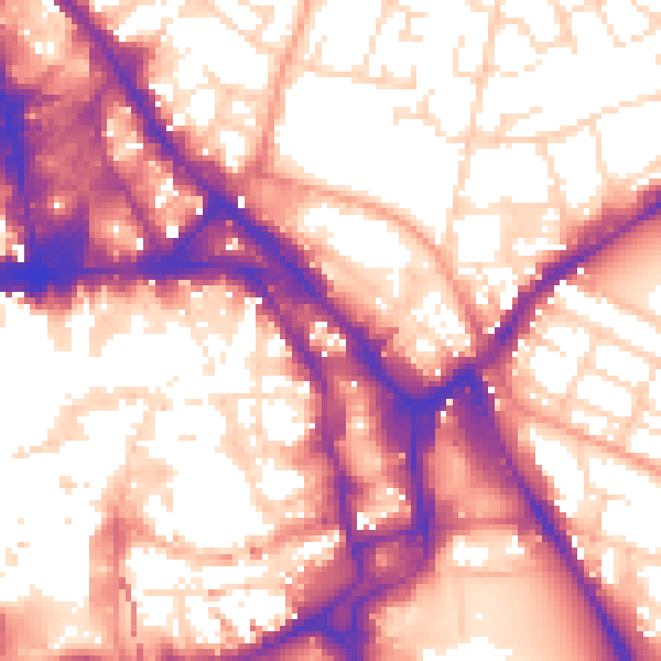 Daytime road noise heatmap for NG1 1EN
