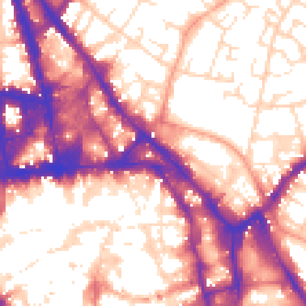Daytime road noise heatmap for NG1 1EQ