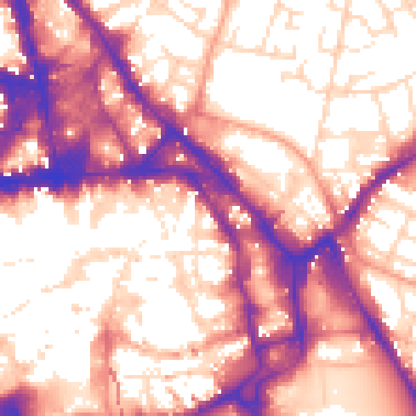 Daytime road noise heatmap for NG1 1ER