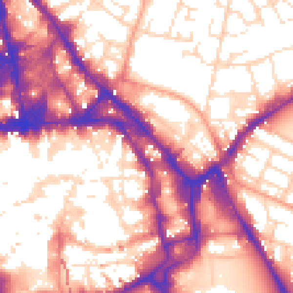 Daytime road noise heatmap for NG1 1ES