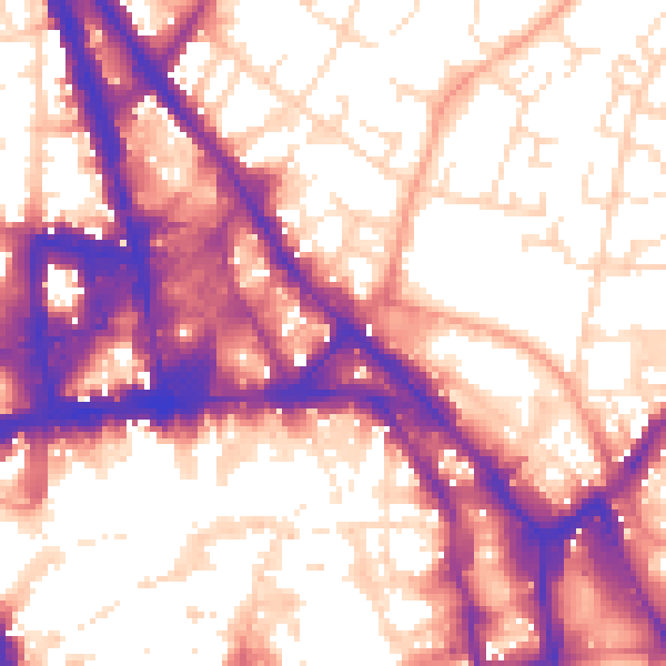 Daytime road noise heatmap for NG1 1EW