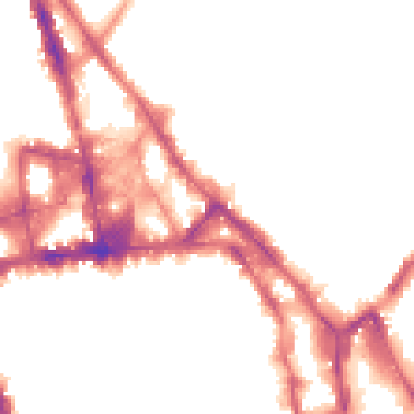 Night-time road noise heatmap for NG1 1EW