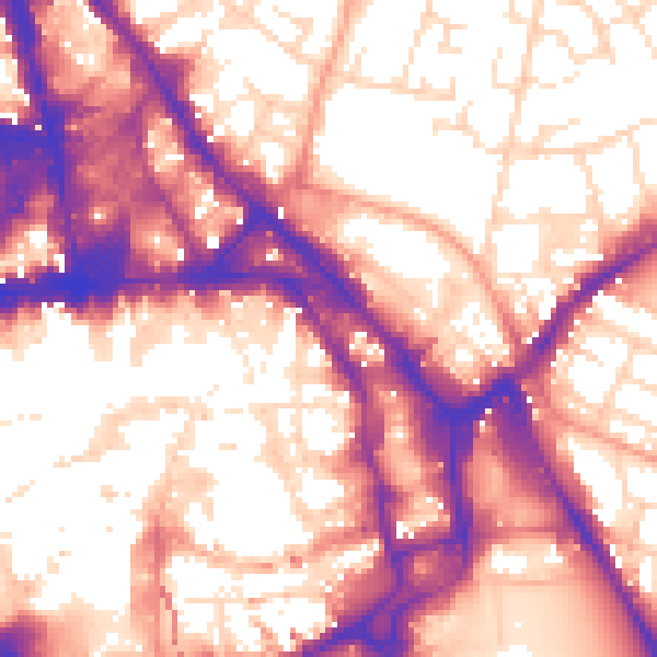 Daytime road noise heatmap for NG1 1EX