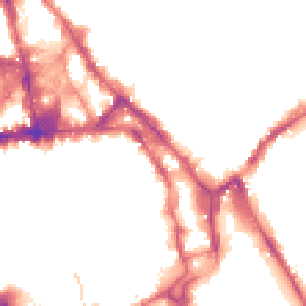 Night-time road noise heatmap for NG1 1EX
