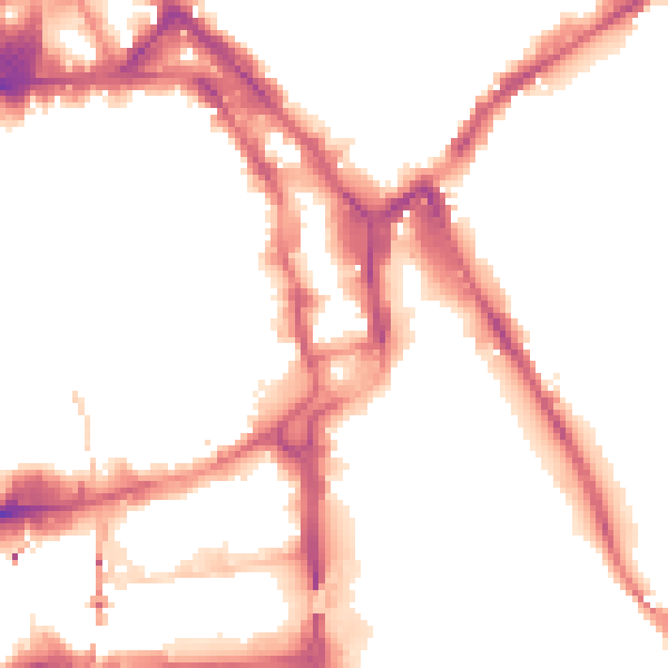 Night-time road noise heatmap for NG1 1GL
