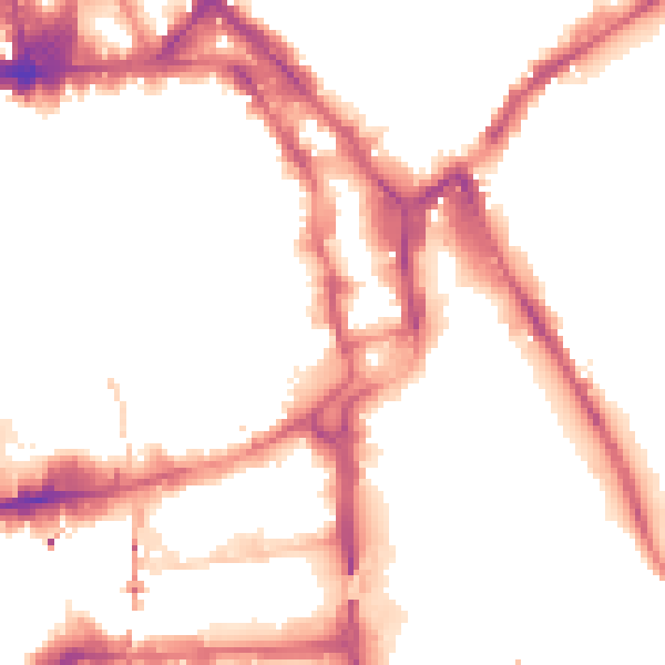 Night-time road noise heatmap for NG1 1HZ