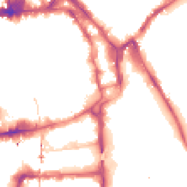 Night-time road noise heatmap for NG1 1JQ