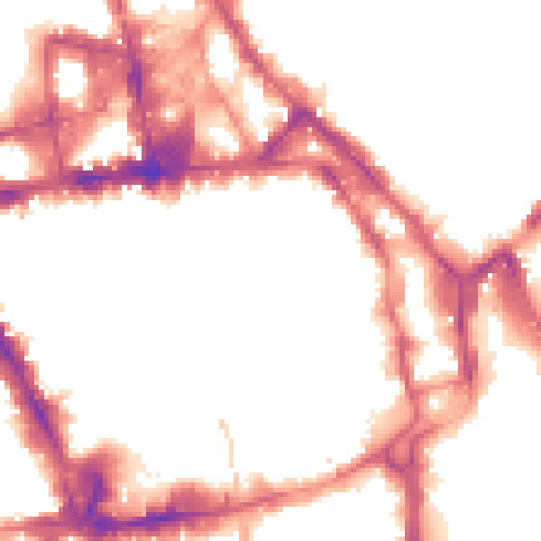 Night-time road noise heatmap for NG1 1NU