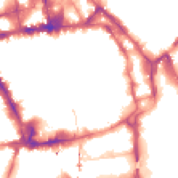Night-time road noise heatmap for NG1 1QN