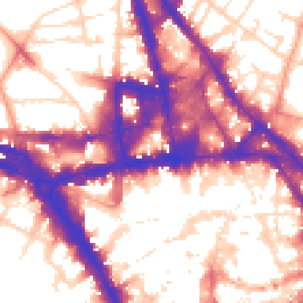 Daytime road noise heatmap for NG1 2AE