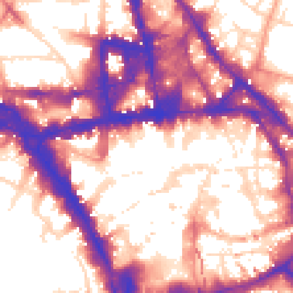 Daytime road noise heatmap for NG1 2DH