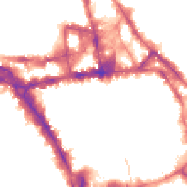 Night-time road noise heatmap for NG1 2DH