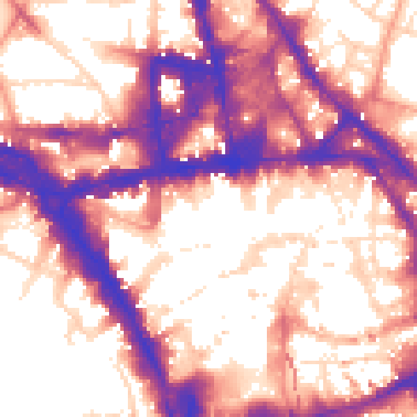Daytime road noise heatmap for NG1 2DP