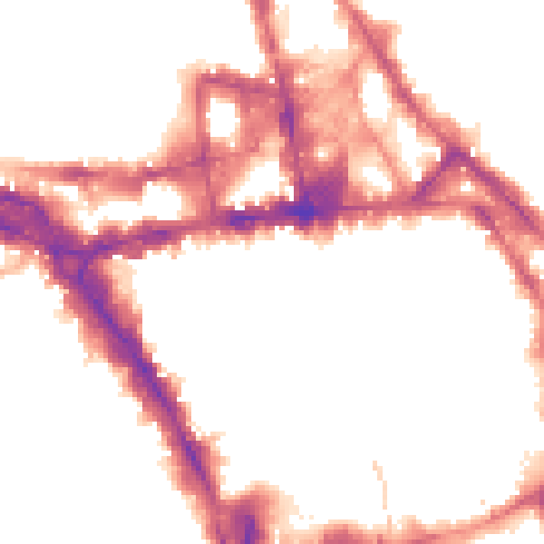 Night-time road noise heatmap for NG1 2DP