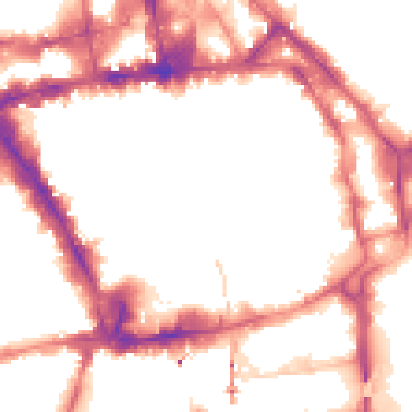 Night-time road noise heatmap for NG1 2GJ