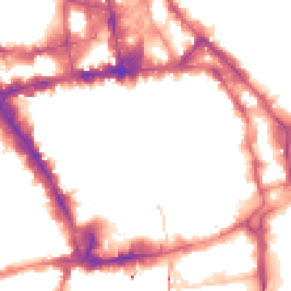 Night-time road noise heatmap for NG1 2HA