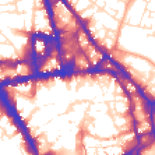 Daytime road noise heatmap for NG1 3DA