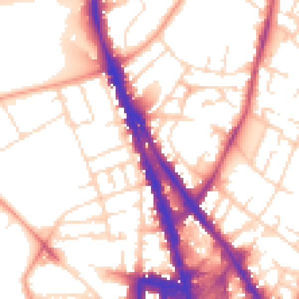 Daytime road noise heatmap for NG1 3HY