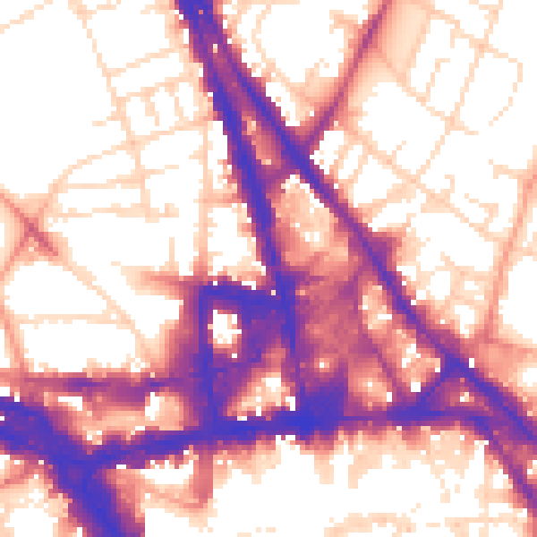 Daytime road noise heatmap for NG1 4DJ