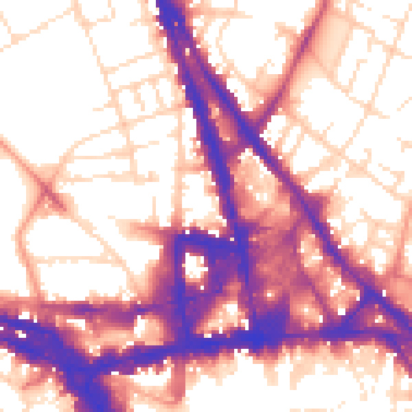 Daytime road noise heatmap for NG1 4DP