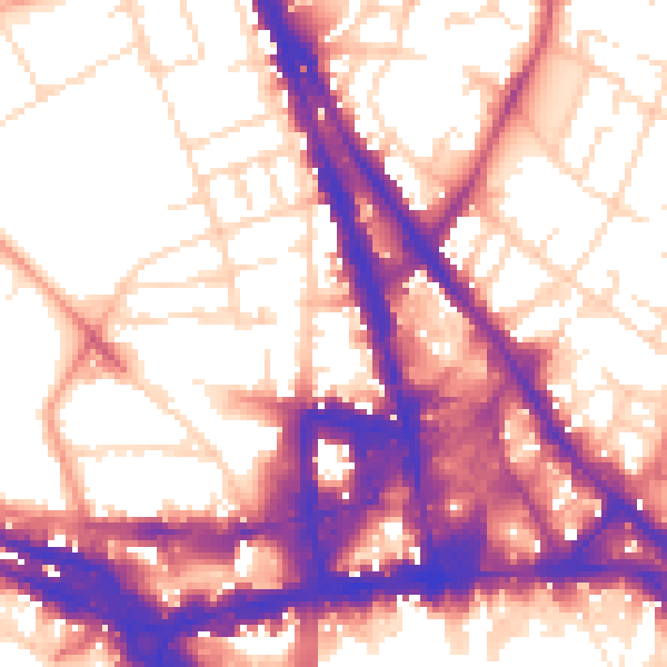 Daytime road noise heatmap for NG1 4DS