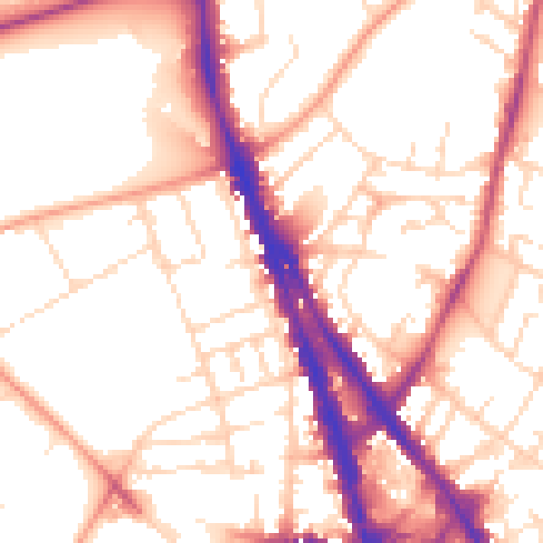 Daytime road noise heatmap for NG1 4EA