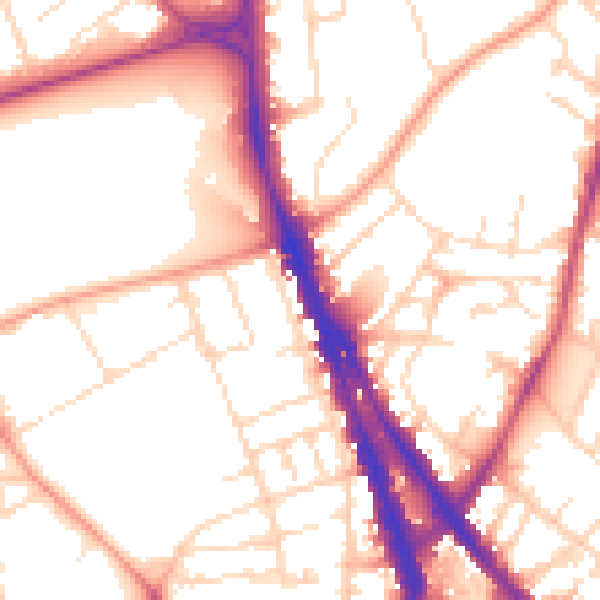 Daytime road noise heatmap for NG1 4EN