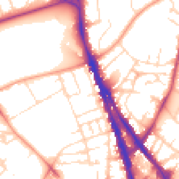 Daytime road noise heatmap for NG1 4ER