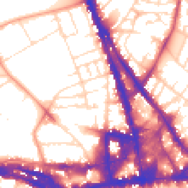 Daytime road noise heatmap for NG1 4ET