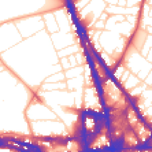 Daytime road noise heatmap for NG1 4EU