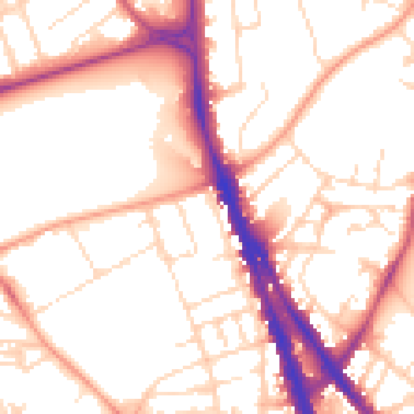 Daytime road noise heatmap for NG1 4EW