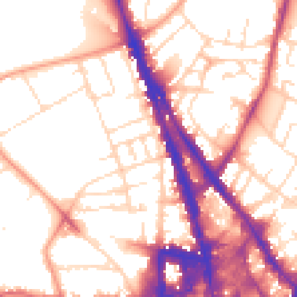 Daytime road noise heatmap for NG1 4GT