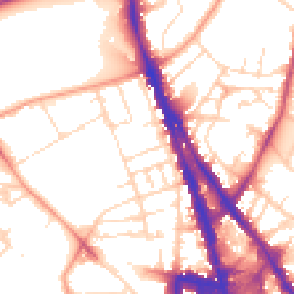 Daytime road noise heatmap for NG1 4GZ