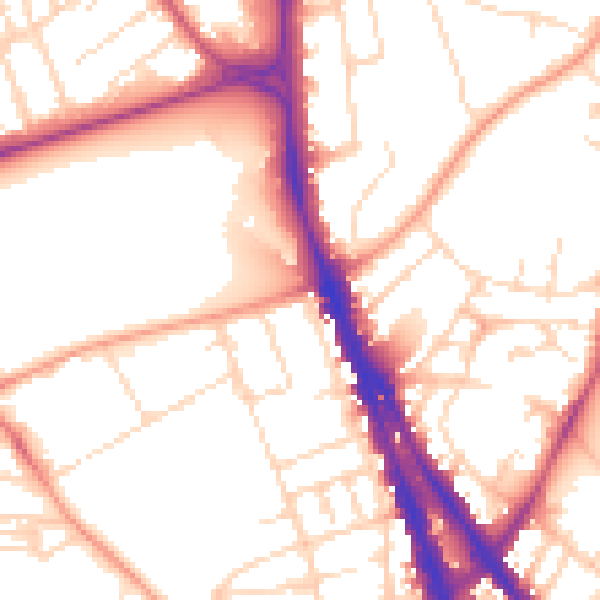 Daytime road noise heatmap for NG1 4HJ