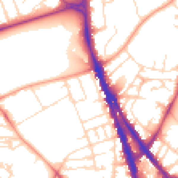 Daytime road noise heatmap for NG1 4HN