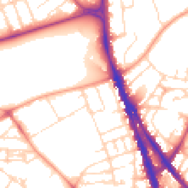 Daytime road noise heatmap for NG1 4HS