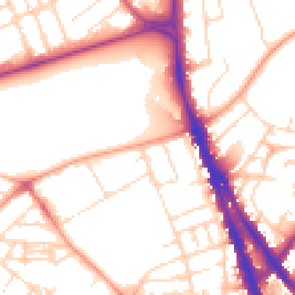 Daytime road noise heatmap for NG1 4HT