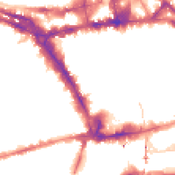 Night-time road noise heatmap for NG1 7AA