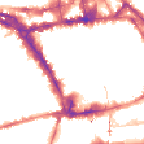 Night-time road noise heatmap for NG1 7AS