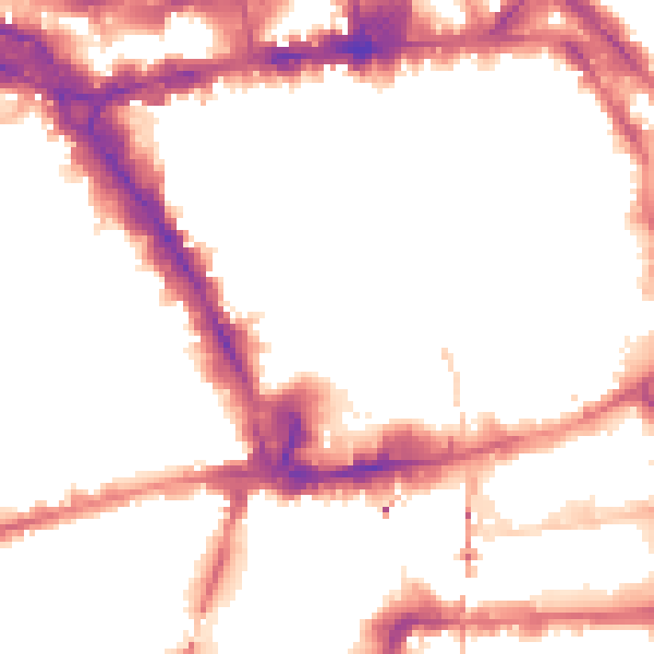 Night-time road noise heatmap for NG1 7DD