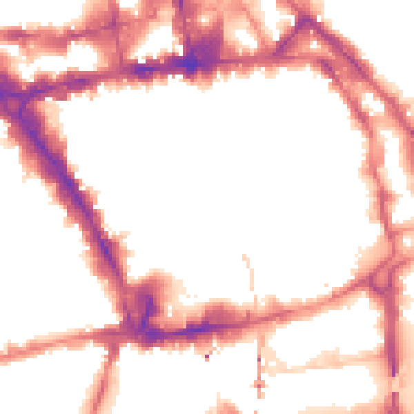 Night-time road noise heatmap for NG1 7DN
