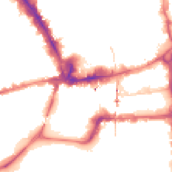 Night-time road noise heatmap for NG1 7ET