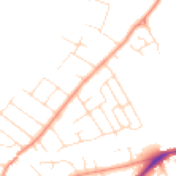 Daytime road noise heatmap for NG12 1AW