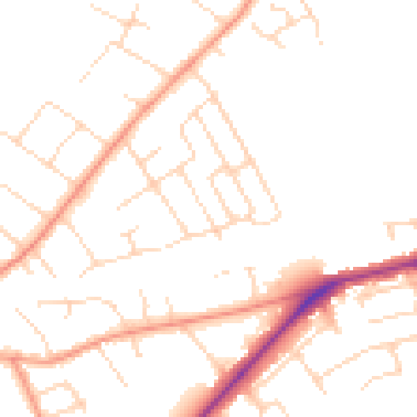 Daytime road noise heatmap for NG12 1BW